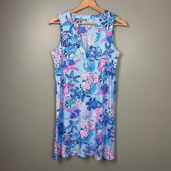 NWT Lilly Pulitzer Dev Dress Bahamas Beachcomber Blue Preppy Mini XS New Pima - Picture 9 of 10